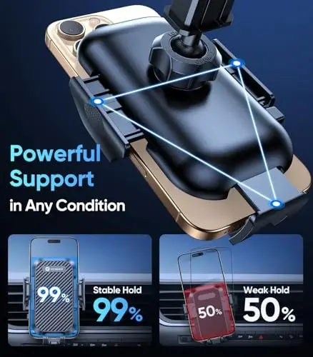VICSEED Blue Phone Holders for Your Car [Upgraded True Military-Grade Strongest Suction] Cell Phone Mount for Car Dashboard Windshield Vent Truck Boat Stand Adjustable for iPhone Android Smartphones - 5