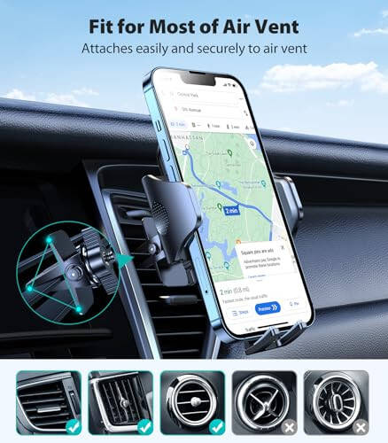 VICSEED Araba Telefon Tutucu Montajı [Her Yandan Silikon Koruma] [Kaymaz ve Düşmez] Araba Havalandırma Izgarası Cep Telefonu Tutucu El Serbest Kolay Kelepçe Beşik Araç İçin iPhone Samsung Android Akıllı Telefon - 8