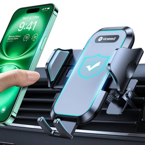 VICSEED Araba Telefon Tutucu Montajı [Her Yandan Silikon Koruma] [Kaymaz ve Düşmez] Araba Havalandırma Izgarası Cep Telefonu Tutucu El Serbest Kolay Kelepçe Beşik Araç İçin iPhone Samsung Android Akıllı Telefon - 9