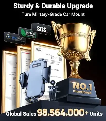 VICSEED Upgrade Ultra Stable Car Phone Holder Mount【Double Lock Metal Clip】 Universal Air Vent Phone Mount,Mobile Cell Phone Holder for Your Car,for iPhone 17 Pro Max 16 and All Phone - 6