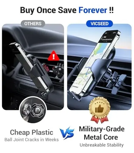 VICSEED 2026 Ultimate Sturdy Car Phone Holder [Upgraded 95+LBS Strongest Suction] Universal Long Arm Cellphone Mount for Car Dashboard Windshield Vent Truck Boat for iPhone 17 16 Pro Max & Android - 6