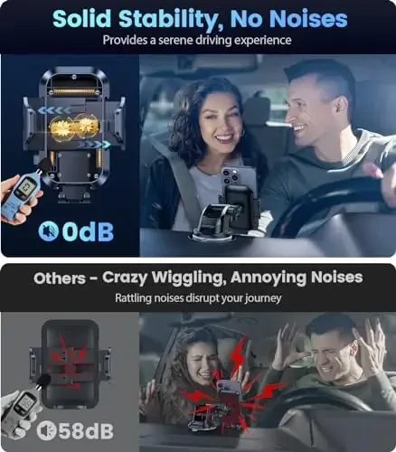 VICSEED True Military-Grade Phone Holders for Your Car [Upgraded 95+LBS Strongest Suction] Cell Phone Mount for Car Dashboard Windshield Vent Truck Boat Stand Adjustable for iPhone 17 ProMax Android - 4