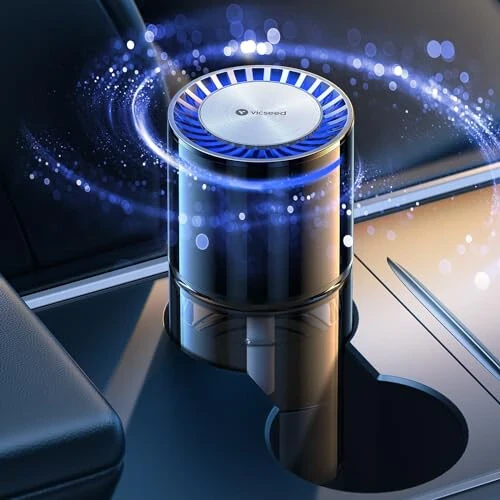 VICSEED AUTO On/Off Smart Car Air Freshener with Blue Ambient Light, Adjustable Concentration & 360°Scent Aroud Car Diffuser, 160ML Large Capacity for 6 Months Long-Lasting Use - Premium Cologne - VICSEED