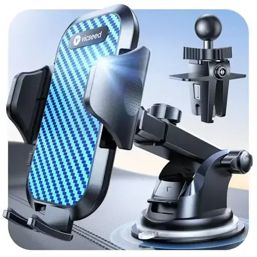 VICSEED avtomobilingiz uchun ko'k telefon ushlagichlari [Haqiqiy harbiy darajadagi eng kuchli so'rg'ich yangilandi] Avtomobil paneli, old oyna, ventilyatsiya teshigi, yuk mashinasi, qayiq stendi, iPhone Android smartfonlari uchun sozlanishi mobil telefon ushlagichi - 1