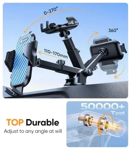 VICSEED Blue Phone Holders for Your Car [Upgraded True Military-Grade Strongest Suction] Cell Phone Mount for Car Dashboard Windshield Vent Truck Boat Stand Adjustable for iPhone Android Smartphones - 5