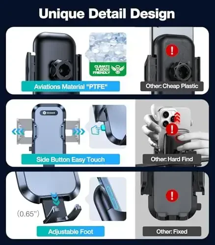 VICSEED Car Phone Holder Mount [All-Round Silicone Protection][Doesn't Slip&Drop] Air Vent Cell Phone Holder for Car Hands Free Easy Clamp Cradle in Vehicle for iPhone Samsung Android Smartphone - VICSEED (1)