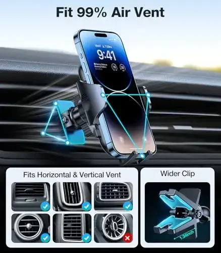 VICSEED Car Phone Holder Mount [All-Round Silicone Protection][Doesn't Slip&Drop] Air Vent Cell Phone Holder for Car Hands Free Easy Clamp Cradle in Vehicle for iPhone Samsung Android Smartphone - 4