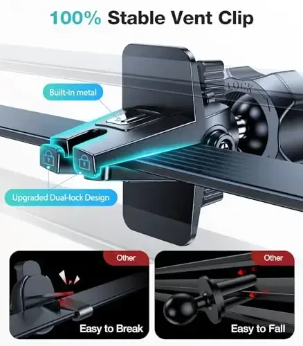 VICSEED Car Phone Holder Mount [All-Round Silicone Protection][Doesn't Slip&Drop] Air Vent Cell Phone Holder for Car Hands Free Easy Clamp Cradle in Vehicle for iPhone Samsung Android Smartphone - 5