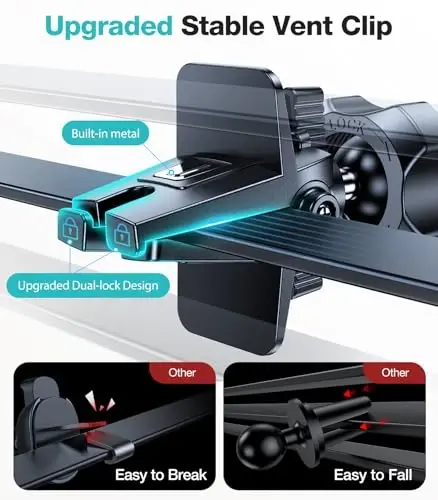 VICSEED Car Phone Holder Mount [All-Round Silicone Protection][Doesn't Slip&Drop] Air Vent Cell Phone Holder for Car Hands Free Easy Clamp Cradle in Vehicle for iPhone Samsung Android Smartphone - 4