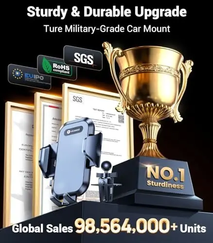 VICSEED Car Phone Holder Mount [All-Round Silicone Protection][Doesn't Slip&Drop] Air Vent Cell Phone Holder for Car Hands Free Easy Clamp Cradle in Vehicle for iPhone Samsung Android Smartphone - 6