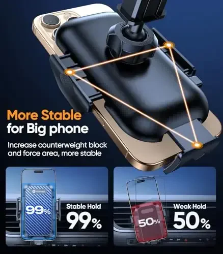 VICSEED Dark Blue Phone Holders for Your Car [Upgraded True Military-Grade Strongest Suction] Cell Phone Mount for Car Dashboard Windshield Vent Truck Boat Stand Adjustable for iPhone Android - 4