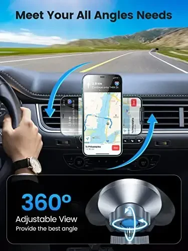 VICSEED для MagSafe Автомобильный держатель [Улучшенная мощнейшая магнитная сила] Магнитный держатель телефона для автомобильного вентиляционного отверстия 360 Регулируемый магнитный автомобильный держатель телефона для iPhone 16 Pro Max 15 14 13 12 Plus Mini - 5