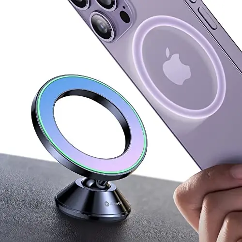 VICSEED Fit for MagSafe Car Mount [Colorful Gradient] Magnetic Phone Holder for Car Dashboard [Lasting & Never Fall] All Metal Sturdy Phone Mount for Car Dash Fit iPhone 16 Pro Max 15 14 13 12 Samsung - VICSEED