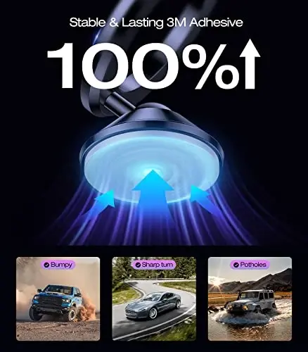 VICSEED Fit for MagSafe Car Mount [Colorful Gradient] Magnetic Phone Holder for Car Dashboard [Lasting & Never Fall] All Metal Sturdy Phone Mount for Car Dash Fit iPhone 16 Pro Max 15 14 13 12 Samsung - 3