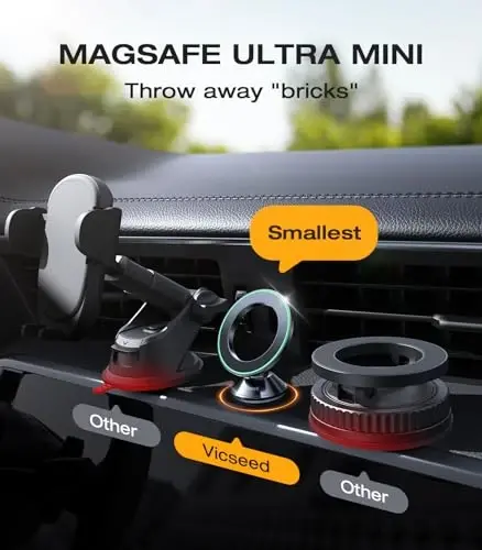 VICSEED for MagSafe Car Mount Dashboard, [High & Low Temp Resistance] [Never Drop] Magnetic Phone Holder for Car, 360 Rotatable Car Phone Holder Mount for iPhone 15 Pro Max 14 13 12 Plus Mini - 2
