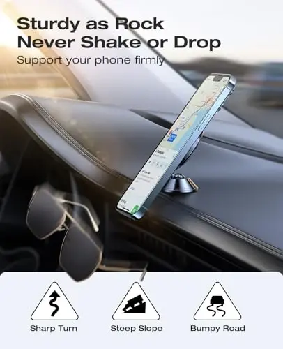 VICSEED for MagSafe Car Mount Dashboard, [High & Low Temp Resistance] [Never Drop] Magnetic Phone Holder for Car, 360 Rotatable Car Phone Holder Mount for iPhone 15 Pro Max 14 13 12 Plus Mini - 5