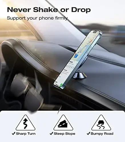 VICSEED for MagSafe Car Mount Dashboard, [High & Low Temp Resistance] [Never Drop] Magnetic Phone Holder for Car, 360 Rotatable Car Phone Holder Mount for iPhone 15 Pro Max 14 13 12 Plus Mini - 3