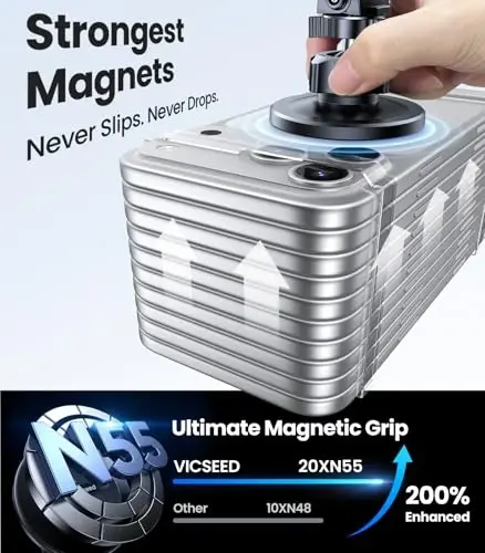 VICSEED for MagSafe Car Mount [Upgraded Strong Magnetic & Won't Break Vent] | Stable Travel Magnetic Phone Holder, 360° Adjustable, Hands Free for iPhone 17 16 15 14 13 12 Pro Max All Phones, Black - 2