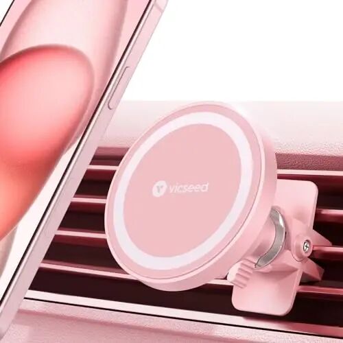 VICSEED for MagSafe Car Mount [Upgraded Strongest Magnet Power] Magnetic Phone Holder for Car Vent 360 Adjustable Magnetic Car Phone Holder Mount for iPhone 15 14 13 12 Pro Max Plus Mini, Pink - VICSEED