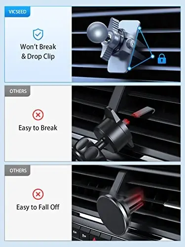 VICSEED for MagSafe Car Mount [Upgraded Strongest Magnet Power] Magnetic Phone Holder for Car Vent 360 Adjustable Magnetic Car Phone Holder Mount for iPhone 16 Pro Max 15 14 13 12 Plus Mini - 6
