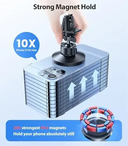 VICSEED for MagSafe Car Mount [Upgraded Strongest Magnet Power] Magnetic Phone Holder for Car Vent 360 Adjustable Magnetic Car Phone Holder Mount for iPhone 17 Air Pro Max 15 14 13 12 Plus Mini, Blue - 3