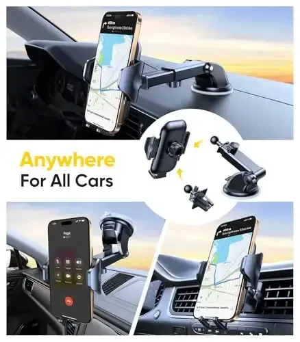 VICSEED Gold Phone Holders for Your Car, [True Military-Grade Strongest Suction Power], 3-in-1 Dashboard Windshield Vent, Truck Boat Stand Cell Phone Mount for iPhone Android All Phones - 2