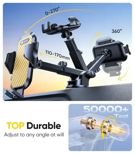 VICSEED Gold Phone Holders for Your Car, [True Military-Grade Strongest Suction Power], 3-in-1 Dashboard Windshield Vent, Truck Boat Stand Cell Phone Mount for iPhone Android All Phones - 6