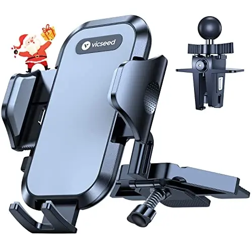 VICSEED Harbiy darajadagi mustahkam avtomobil telefon tutqichi, 𝗨𝗽𝗴𝗿𝗮𝗱𝗲𝗱 𝗔𝗻𝘁𝗶 𝗦𝗵𝗮𝗸𝗲 Metall CD uyasi va havo chiqarish teshigi qalin qoplamaga mos telefon tutqichi, iPhone 15 14 Samsung barcha telefonlar uchun mos - 1