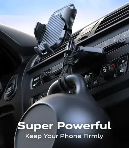 VICSEED Harbiy darajadagi mustahkam avtomobil telefon ushlagichi, yangilangan tebranishga qarshi metall CD uyasi va havo chiqarish teshigi qalin g'ilofga mos telefon ushlagichi iPhone 17 16 15 Samsung barcha telefonlar uchun - Klassik qora - 4