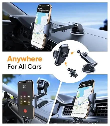 VICSEED Dark Blue Phone Holders for Your Car [Upgraded True Military-Grade Strongest Suction] Cell Phone Mount for Car Dashboard Windshield Vent Truck Boat Stand Adjustable for iPhone Android - 1