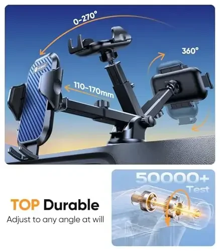 VICSEED Dark Blue Phone Holders for Your Car [Upgraded True Military-Grade Strongest Suction] Cell Phone Mount for Car Dashboard Windshield Vent Truck Boat Stand Adjustable for iPhone Android - 5