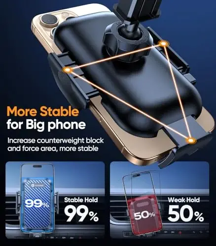 VICSEED Dark Blue Phone Holders for Your Car [Upgraded True Military-Grade Strongest Suction] Cell Phone Mount for Car Dashboard Windshield Vent Truck Boat Stand Adjustable for iPhone Android - 4