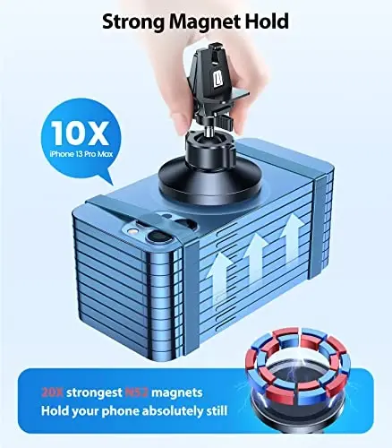 VICSEED for MagSafe Car Mount [Upgraded Strongest Magnet Power] Magnetic Phone Holder for Car Vent 360 Adjustable Magnetic Car Phone Holder Mount for iPhone 17 Pro Max 16 15 14 13 12 Plus Mini - 3