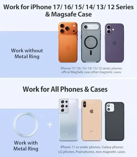 VICSEED for MagSafe Car Mount [Upgraded Strongest Magnet Power] Magnetic Phone Holder for Car Vent 360 Adjustable Magnetic Phone Mount for iPhone 17 Pro Max 16 15 14 13 12 Plus Mini, Purple - 4