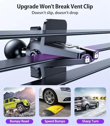 VICSEED for MagSafe Car Mount [Upgraded Strongest Magnet Power] Magnetic Phone Holder for Car Vent 360 Adjustable Magnetic Phone Mount for iPhone 17 Pro Max 16 15 14 13 12 Plus Mini, Purple - 5
