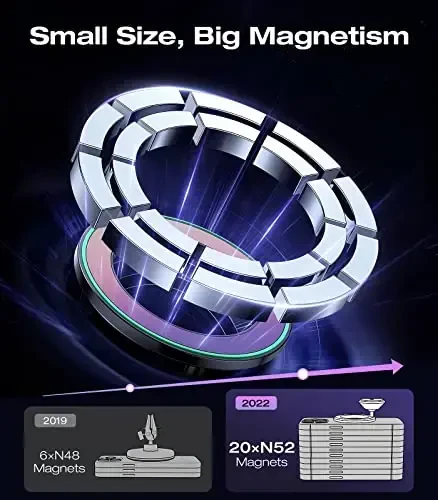 VICSEED Fit for MagSafe Car Mount [Colorful Gradient] Magnetic Phone Holder for Car Dashboard [Lasting & Never Fall] All Metal Sturdy Phone Mount for Car Dash Fit iPhone 16 Pro Max 15 14 13 12 Samsung - 2