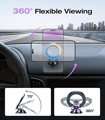VICSEED Fit for MagSafe Car Mount [Colorful Gradient] Magnetic Phone Holder for Car Dashboard [Lasting & Never Fall] All Metal Sturdy Phone Mount for Car Dash Fit iPhone 16 Pro Max 15 14 13 12 Samsung - 4