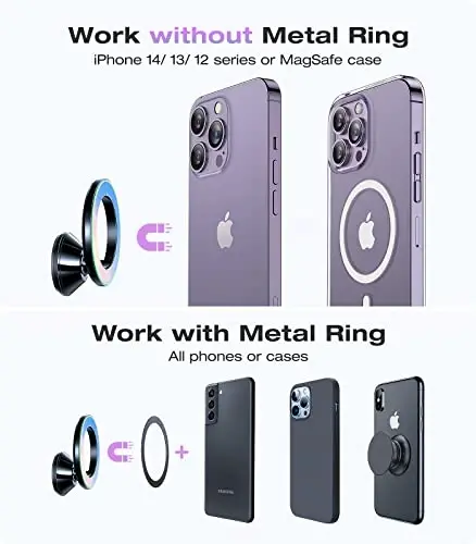 VICSEED Fit for MagSafe Car Mount [Colorful Gradient] Magnetic Phone Holder for Car Dashboard [Lasting & Never Fall] All Metal Sturdy Phone Mount for Car Dash Fit iPhone 16 Pro Max 15 14 13 12 Samsung - 5