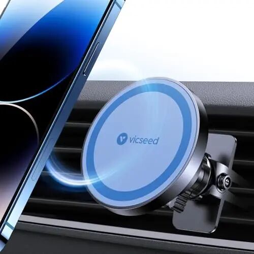 VICSEED MagSafe avtomobil o'rnatgichi uchun [Eng kuchli magnit kuchi yangilandi] Avtomobil shamollatgichi uchun magnit telefon ushlagichi 360 sozlanishi magnit avtomobil telefon ushlagichi iPhone 17 Air Pro Max 15 14 13 12 Plus Mini, Moviy 