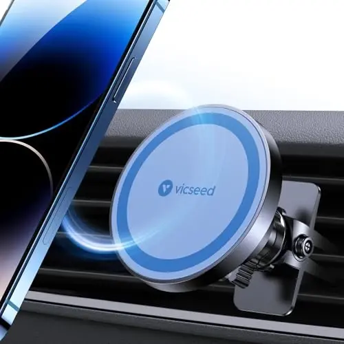 VICSEED MagSafe avtomobil o'rnatgichi uchun [Eng kuchli magnit kuchi yangilandi] Avtomobil shamollatgichi uchun magnit telefon ushlagichi 360 sozlanishi magnit avtomobil telefon ushlagichi iPhone 17 Air Pro Max 15 14 13 12 Plus Mini, Moviy - VICSEED