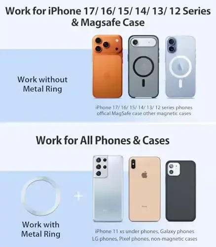 VICSEED MagSafe avtomobil o'rnatgichi uchun [Eng kuchli magnit kuchi yangilandi] Avtomobil shamollatgichi uchun magnit telefon ushlagichi 360 sozlanishi magnit avtomobil telefon ushlagichi iPhone 17 Air Pro Max 15 14 13 12 Plus Mini, Moviy - 4