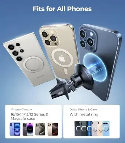 VICSEED MagSafe avtomobil o'rnatgichi uchun [Eng kuchli magnit quvvati yangilandi] Avtomobil shamollatgichi uchun magnit telefon ushlagichi 360 sozlanishi Magnit avtomobil telefon ushlagichi iPhone 16 Pro Max 15 14 13 12 Plus Mini uchun - 6
