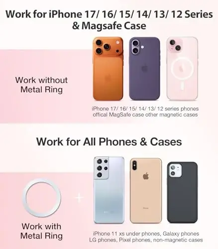 VICSEED MagSafe avtomobil o'rnatish uchun [Eng kuchli magnit quvvati yangilandi] Avtomobil shamollatgichi uchun magnit telefon ushlagichi 360 sozlanishi magnit avtomobil telefon ushlagichi iPhone 15 14 13 12 Pro Max Plus Mini uchun, pushti - 4