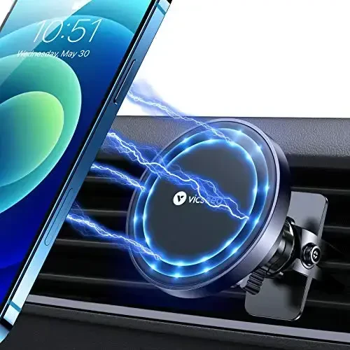 VICSEED MagSafe Avtomobilga o'rnatish uchun [Yangirilgan eng kuchli magnit kuch] Magnit telefon tutqichi Avtomobil havo chiqishi uchun 360 sozlanadigan magnit avtomobil telefon tutqichi iPhone 15 14 13 12 Pro Max Plus Mini uchun - VICSEED