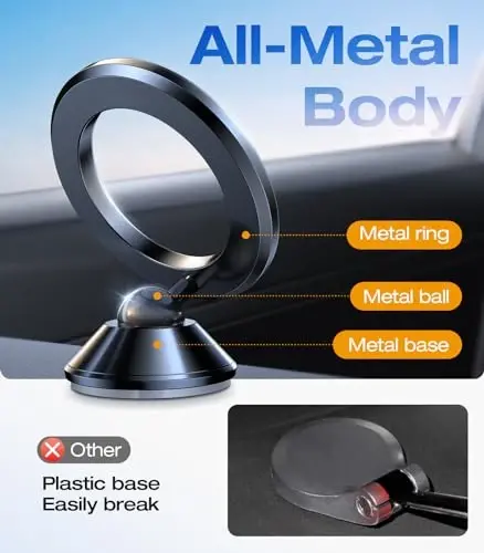 VICSEED 2025 Upgrade for MagSafe Car Mount, [Military-Grade] [High & Low Temp Resistance] Magnetic Phone Holder for Car Dashboard 360 Rotatable Car Phone Holder Mount for iPhone 17 Pro Max 16 15 14 13 - 5