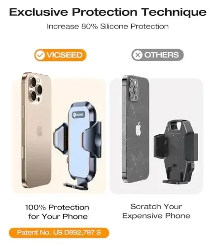VICSEED Military-Grade Sturdy Car Phone Holder Mount, 𝗨𝗽𝗴𝗿𝗮𝗱𝗲𝗱 𝗔𝗻𝘁𝗶 𝗦𝗵𝗮𝗸𝗲 Metal CD Slot & Air Vent Thick Case Friendly Phone Mount for Car Fit for iPhone 15 14 Samsung All Phones - 2