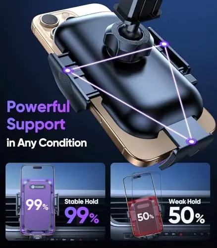 VICSEED Purple Phone Holders for Your Car [Upgraded True Military-Grade Strongest Suction] Cell Phone Mount for Car Dashboard Windshield Vent Truck Boat Stand Adjustable for iPhone Android - 5