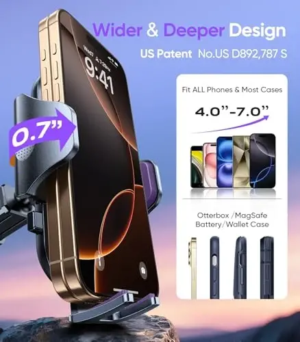 VICSEED Purple Phone Holders for Your Car [Upgraded True Military-Grade Strongest Suction] Cell Phone Mount for Car Dashboard Windshield Vent Truck Boat Stand Adjustable for iPhone Android - 2