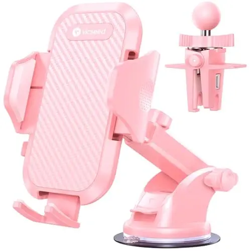 VICSEED Pink Phone Holders for Your Car, [Haqiqiy harbiy darajadagi eng kuchli so'rish kuchi], 3-in-1 Dashboard Windshield Vent, Truck Boat Stand Cell Phone Mount for iPhone Android All Phones - 2