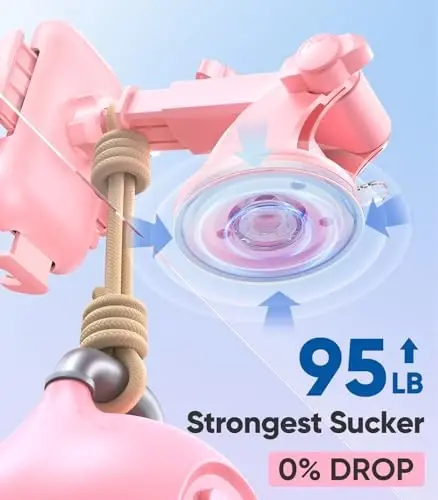 VICSEED Pink Phone Holders for Your Car, [Haqiqiy harbiy darajadagi eng kuchli so'rish kuchi], 3-in-1 Dashboard Windshield Vent, Truck Boat Stand Cell Phone Mount for iPhone Android All Phones - 4
